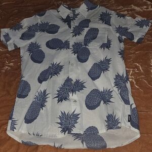 Izod Blue Pineapple Print Casual Shirt